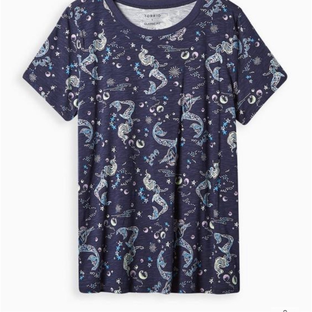 Nwt TORRID Navy Mermaid SS Vintage Tee Size 12 - Picture 2 of 14